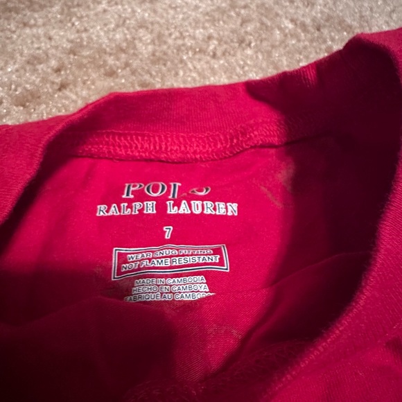 Ralph Lauren Red Kids Pajama Set with Playful Print - Picture 4 of 4